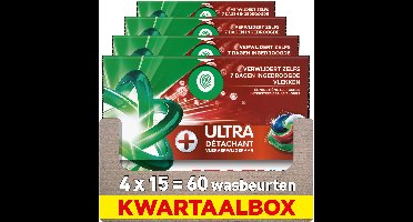 Ariel 4in1 Wasmiddel Pods +Ultra Vlekverwijderaar - 4 x 15 Wasbeurten