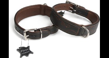 Leren halsband Swirl. Zwart.