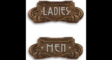 Toiletbordje – men - ladies – art nouveau - bronskleurig - gecoat - gietijzer – Maddeco – 19x1x8 cm