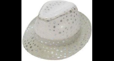 Hoed - Wit - Deukhoed - Metallic stip