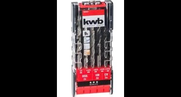 kwb 109154 HSS Steen-spiraalboorset 9-delig 5 mm, 6 mm, 8 mm, 3 mm, 4 mm, 5 mm, 3 mm, 4 mm, 5 mm Cilinderschacht 9 stuk