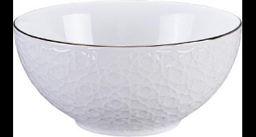 Tokyo Design Studio - Nippon White - Goude Rand Kom 15x7cm 550ml Strepen Wit Goud