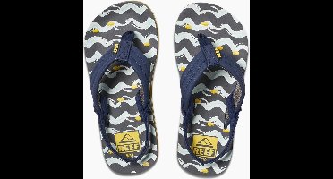Reef Little Ahi Jongens Slippers - Navy Yellw Fish - Maat 23/24