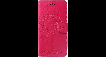 Shop4 - Huawei P Smart Plus Hoesje - Wallet Case Boom Patroon Roze