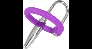 You2Toys – Stalen Dilator Penis Plug met Siliconen Eikel Ring voor de Gewillige Onderdaan - Zilver