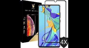 Screenprotector geschikt voor Huawei P30 - Tempered Glass Gehard Glas - Full Screen Cover Volledig Beeld - 4 Stuks