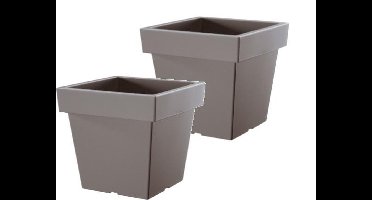 Bloempot Vierkant Lofly Low 24x24x22cm STEENGRIJS Prosperplast / 2 STUKS ! /