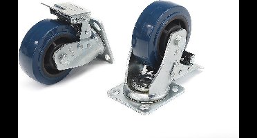 4 Stuks Profi 200 mm. Zwenkwiel met Rem