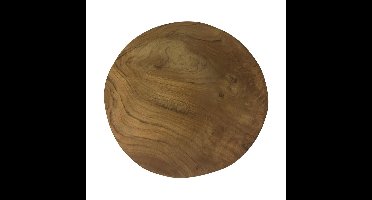 Excellent Houseware Bijzettafeltje - metaal/hout - beige/zwart - D30 x L42 cm