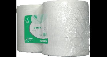 2x Europroducts toiletpapier Maxi Jumbo, 2-laags, 380 meter, eco, pak a 6 rollen