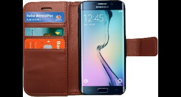 Hoesje geschikt voor Samsung Galaxy S6 Edge Book Case Portemonnee - Cover voor 3 Pasjes Bruin