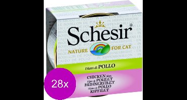 Schesir Kat Bouillon 70 g - Kattenvoer - 28 x Kip Blik
