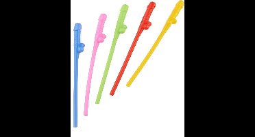 WIDMANN - 6 multikleurige penisrietjes - Decoratie > Rietjes