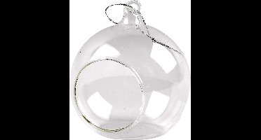 Glas Ornament met Opening - Transparant Glasbal met Opening - DIY Decoratie Ornamenten - Glazen Ornament met Ophangdraad - Creatieve Glasdecoratie - Diameter 8 cm - 6 Stuks