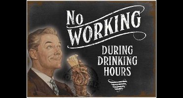 Metalen muurplaat drinking hours 30 x 40 cm