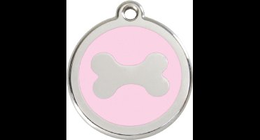 Hondenpenning-bot afdruk-groot-roze-28mm-Hondenpenning.nl
