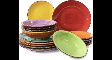 Studio Tavola Serviesset Sunny Summer Divers 18-delig - Servies Set 6 Personen - Modern Design Aardewerk - Vaatwasser- & Magnetronbestendig