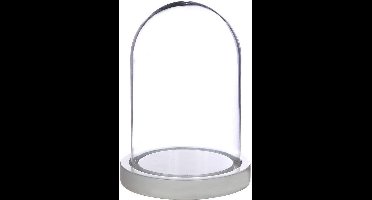 Ideas 4 Seasons Decoratie stolp - glas - houten wit plateau - D12 x H16 cm