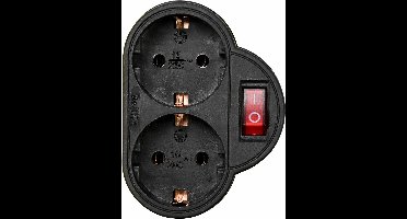 Benson Stopcontact duo - 2 voudig - randaarde - schakelaar - zwart