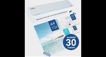 DESQ® Lamineermachine A4 | New Generation | 30 hoezen Set | Voor 75 tot 125 micron | Start in 2 min. | Voor thuis en thuiskantoor | Documenten & Foto's | Steel