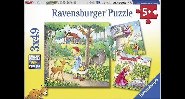 Ravensburger puzzel Rapunzel, Roodkapje en de Kikkerprins - 3x49 stukjes - kinderpuzzel