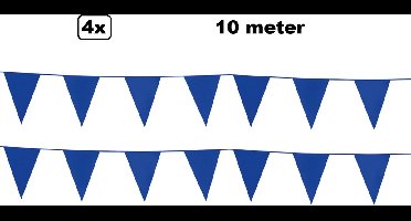 4x vlaggenlijn blauw 10 meter - Festival thema feest party verjaardag gala jubileum
