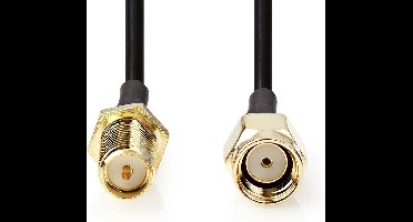 Nedis Antennekabel - RP-SMA Male - RP-SMA Female - Verguld - 50 Ohm - Enkelvoudig Afgeschermd - 1.00 m - Rond - PVC - Zwart - Label
