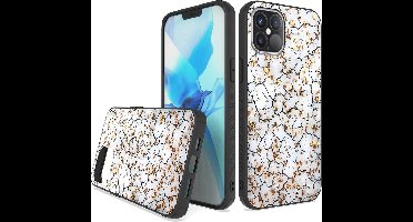 LuxeBass Siliconen hoesje met print geschikt voor Apple iPhone 12 Pro Max - Marmer Broken White - telefoonhoes - gsm hoes - telefoonhoesje