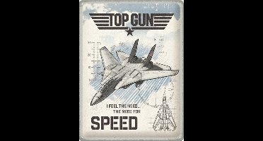 Metalen Wandbord Top Gun - Jet - 30 x 40 cm - Reliëf