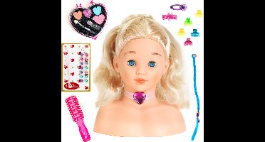 Klein Toys Princess Coralie - Kaphoofd '' Little Sophia''' met make-up - 22 cm groot - wasbaar - met haarborstel, kam, haarclips - dermatologisch geteste make-up