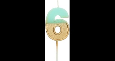 Folat - Kaars Retro Cijfer 6 Lichtblauw