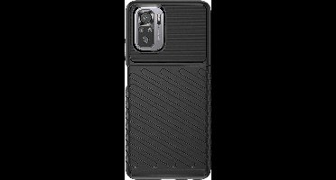 Just in Case hoesje geschikt voor Poco M5s - Siliconen Hoesje met Grip - Zwart