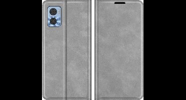 Just in Case hoesje geschikt voor Motorola Moto E22/E22i - Hoesje met Pasjeshouder - Luxe Book Case - Grijs
