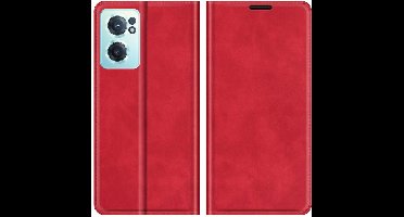 Just in Case hoesje geschikt voor OnePlus Nord CE2 - Hoesje met Pasjeshouder - Luxe Book Case - Rood