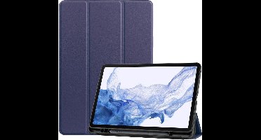 Just in Case tablet Hoes geschikt voor Samsung Galaxy Tab S8 Plus - TriFold Bookcase met Stylus Houder - Blauw