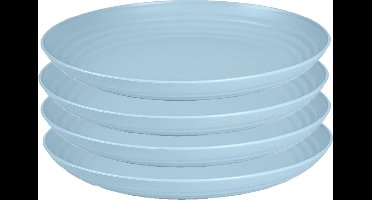 PlasticForte Rond bord/camping bord - 4x - D22 cm - ijsblauw - kunststof