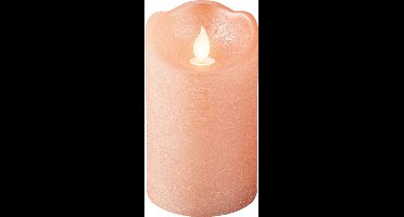Lumineo LED kaars/stompkaars - lichtroze - D7,5 x H12,5 cm - met timer
