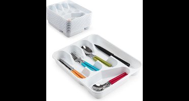 Bestekbak/bestekhouders 5-vaks wit - 27 x 33,5 x 4,5 cm - Keuken opberg accessoires