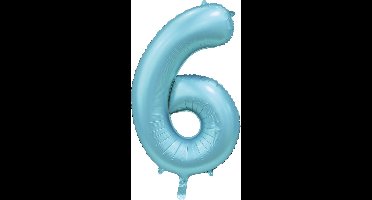 Folie Ballon Cijfer 6 Satin licht blauw XL 86 cm