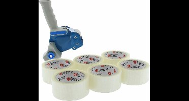 54 Rollen - Extra Sterke Transparante Verpakkingstape - Breed Plakband 50 mm x 66 mtr + Dozensluiter