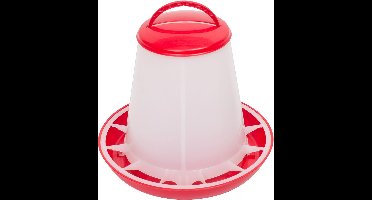 Voersilo - 1 kg - kunststof - met deksel rood - voor kippen - kuikens - vogels - pluimvee