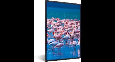 PosterMonkey - Poster - Fotolijst - Dieren - Flamingo - Zwart - Wit - Grijs - Kader - 80x120 cm - Slaapkamer - Poster lijst - Frame poster - Poster flamingo - Poster met frame