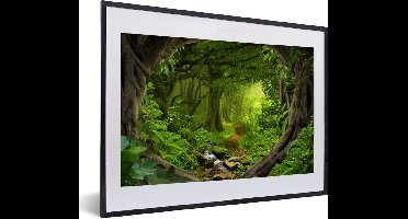 PosterMonkey - Fotolijst - Jungle - Rivier - Boom - Groen - Stenen - Poster - Kader - Foto in lijst - 60x40 cm - Poster jungle - Posterlijst - Frame poster - Woondecoratie - Kerstversiering - Kerstdecoratie voor binnen - Kerstmis