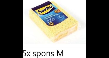 Sorbo Viscosespons Medium - Huishoudelijke Schoonmaakartikelen - Pakket van 5 Stuks