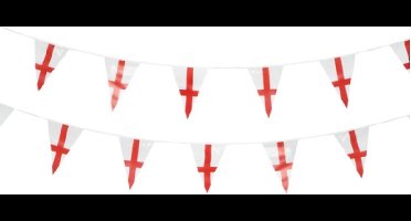 Smiffys - England Flag Triangle Bunting Feestdecoratie - Wit/Rood