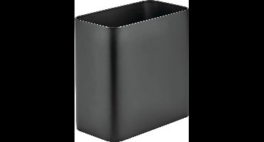 Rechthoekige prullenbak - compacte prullenbak voor badkamer, kantoor en keuken met voldoende ruimte voor afval - metalen prullenbak - zwart