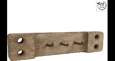 Kapstok "Jax" 3 haken naturel gerecycled hout 45x12x8cm