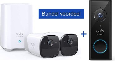 eufy security-EufyCam 2 Pro - 2 beveiligingscamera's + Eufy Video Deurbel 2K Ultra HD - inclusief homebase - bundelvoordeel