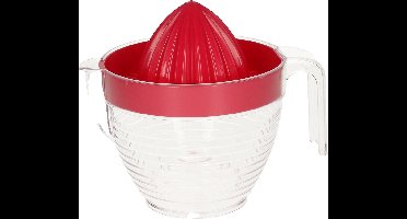 Plasticforte Sinaasappelpers/citruspers - Handmatig - kunststof - 16 x 13 cm - transparant/rood