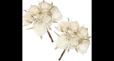 Chaks Ranonkel kunstbloemen boeket - 12x - ivoor wit - H19 cm